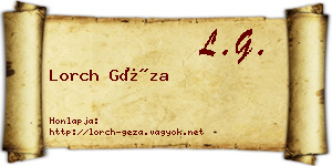 Lorch Géza névjegykártya